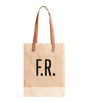 Wine Tote in Natural with Oversize Monogram