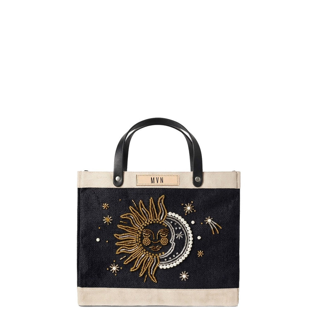 Mahjong Collection: Petite Market Bag in Black with Sun & Moon Bead