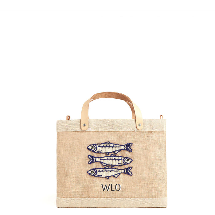 Petite Market Bag with Beaded Sardines