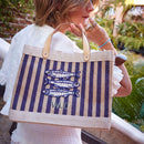 Petite Market Bag in Navy Stripe with Beaded Sardines | Pre order July 15