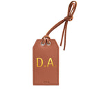 Personalized Leather Gift Tag Monogram Shadow in Dark Brown with Gold Foil