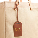 Personalized Leather Gift Tag Monogram Shadow in Dark Brown with Gold Foil