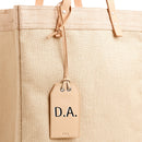 Personalized Leather Gift Tag Monogram Shadow in Natural