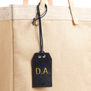 Personalized Leather Gift Tag Monogram Shadow in Black with Gold Foil
