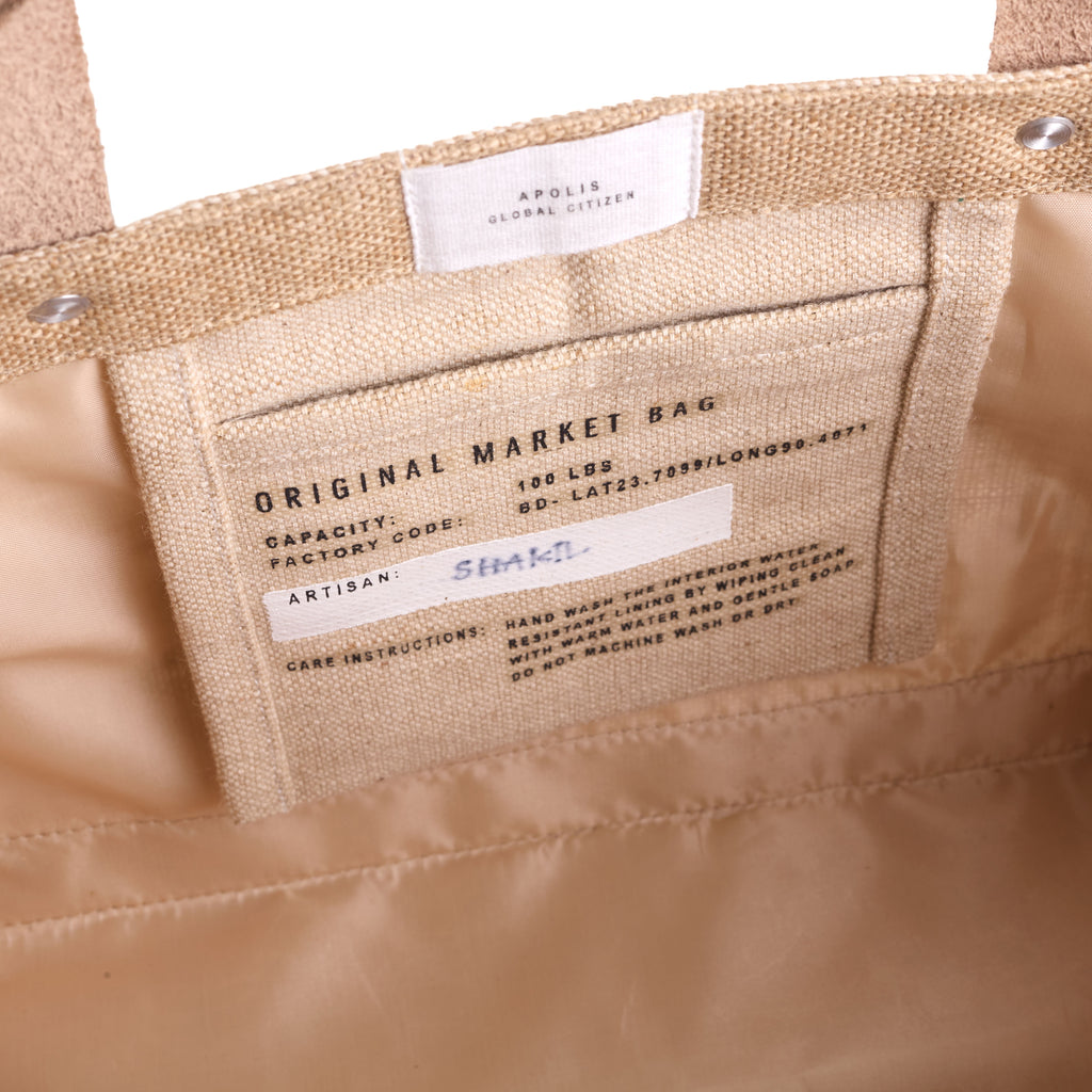 Petite Market Bag in Natural with Fish Tank Bead