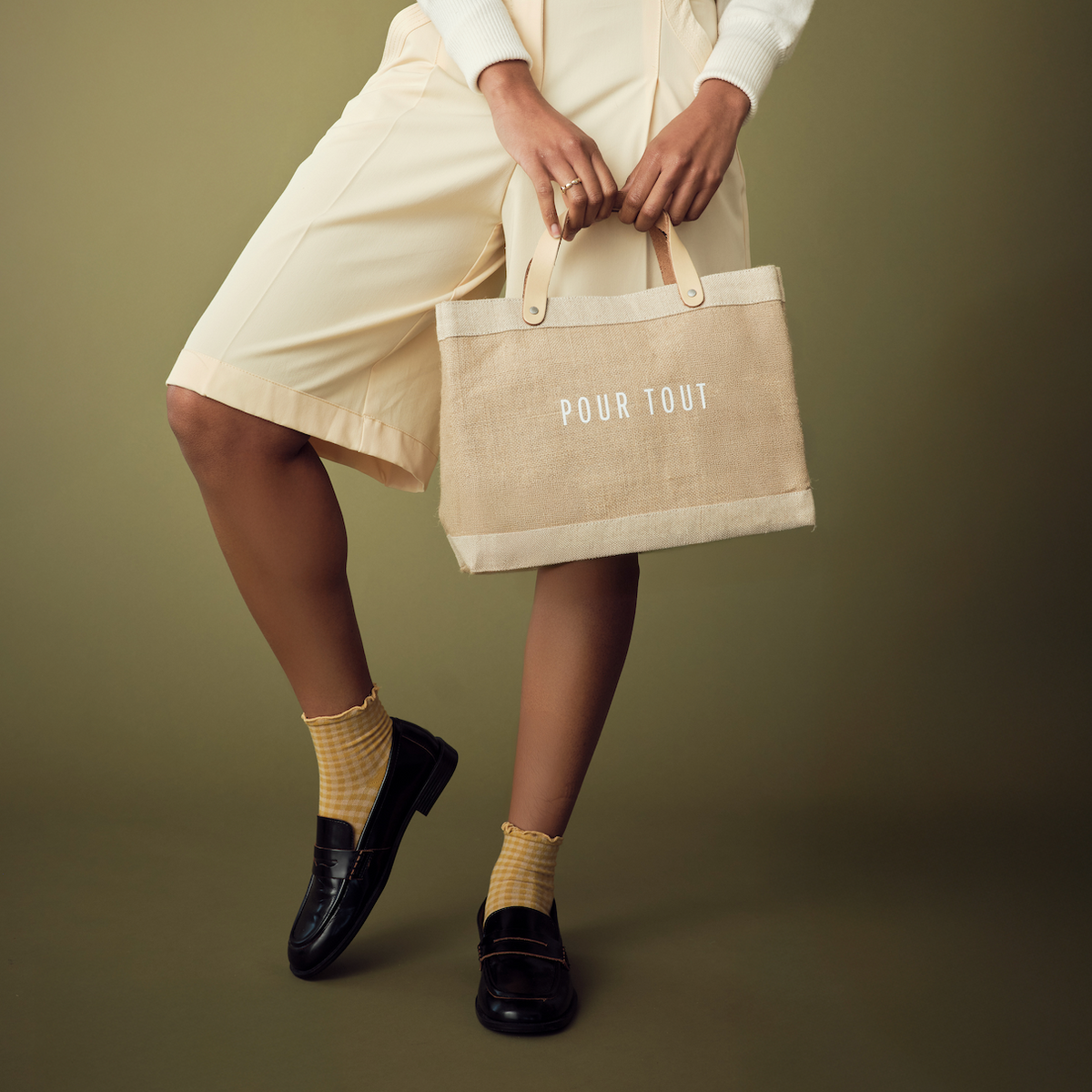 Petite Market Bag in Natural: Nice Rack (Mahjong Collection)