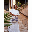 Petite Market Bag in Navy Stripe with Beaded Sardines | Pre order July 15