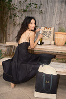 Wine Tote in Black Gold Foil