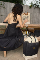 Wine Tote in Natural + Abigail Spencer Navy | Ships: June 15