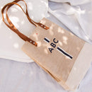 Wine Tote in Natural with Black Monogram